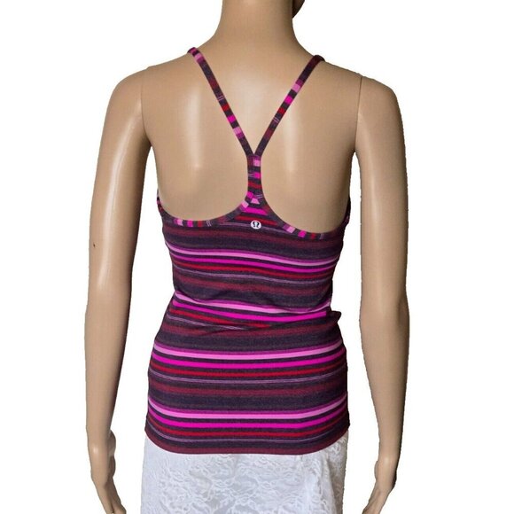 Lululemon Power Y Tank Top striped multicolor Women's Size 4 - Picture 3 of 5